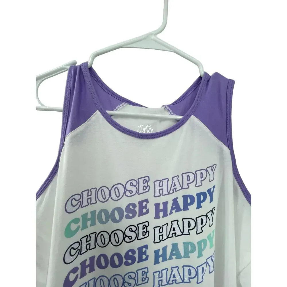 NWT Justice Active Choose Happy Graphic Tank Top Youth Girls Size 14-16